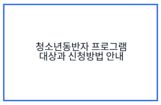 청소년동반자 프로그램 대상과 신청방법 안내