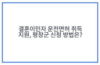 결혼이민자 운전면허 취득 지원, 평창군 신청 방법은?