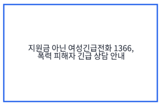 지원금 아닌 여성긴급전화 1366, 폭력 피해자 긴급 상담 안내