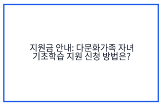 지원금 안내: 다문화가족 자녀 기초학습 지원 신청 방법은?