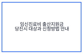 임신진료비 출산지원금 당진시 대상과 신청방법 안내