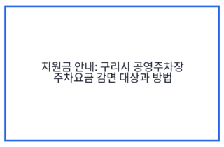 지원금 안내: 구리시 공영주차장 주차요금 감면 대상과 방법