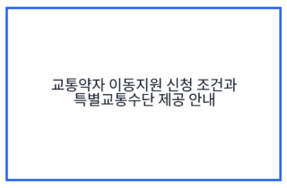 교통약자 이동지원 신청 조건과 특별교통수단 제공 안내