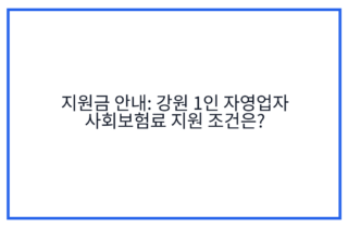 지원금 안내: 강원 1인 자영업자 사회보험료 지원 조건은?