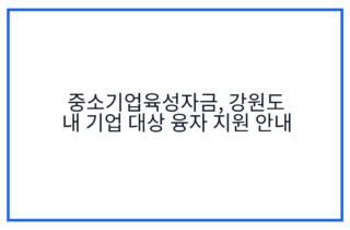 중소기업육성자금, 강원도 내 기업 대상 융자 지원 안내