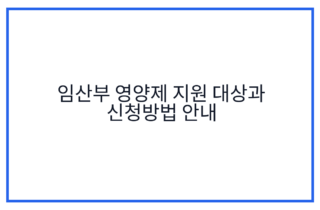 임산부 영양제 지원 대상과 신청방법 안내