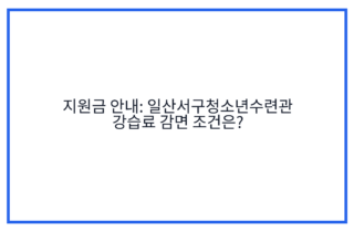 지원금 안내: 일산서구청소년수련관 강습료 감면 조건은?