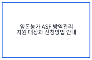 양돈농가 ASF 방역관리 지원 대상과 신청방법 안내