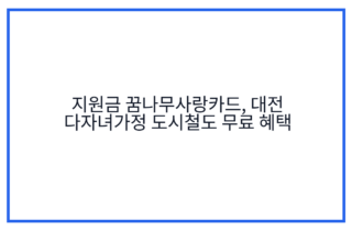 지원금 꿈나무사랑카드, 대전 다자녀가정 도시철도 무료 혜택