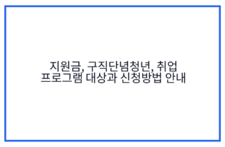 지원금, 구직단념청년, 취업 프로그램 대상과 신청방법 안내