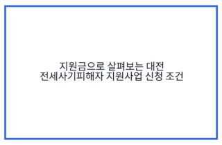 지원금으로 살펴보는 대전 전세사기피해자 지원사업 신청 조건