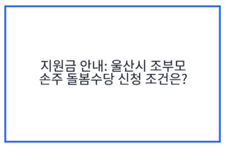 지원금 안내: 울산시 조부모 손주 돌봄수당 신청 조건은?