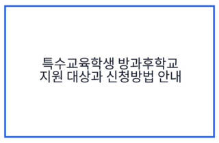 특수교육학생 방과후학교 지원 대상과 신청방법 안내