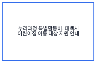 누리과정 특별활동비, 태백시 어린이집 아동 대상 지원 안내