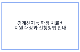 경계선지능 학생 치료비 지원 대상과 신청방법 안내
