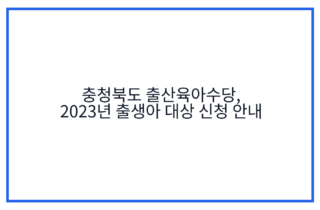 충청북도 출산육아수당, 2023년 출생아 대상 신청 안내