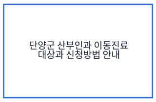 단양군 산부인과 이동진료 대상과 신청방법 안내