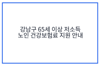 강남구 65세 이상 저소득 노인 건강보험료 지원 안내