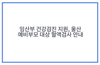 임산부 건강검진 지원, 울산 예비부모 대상 혈액검사 안내