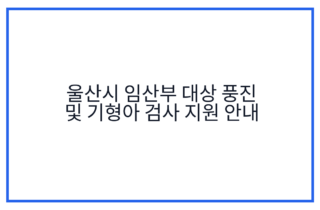 울산시 임산부 대상 풍진 및 기형아 검사 지원 안내