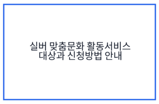 실버 맞춤문화 활동서비스 대상과 신청방법 안내