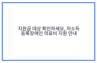 지원금 대상 확인하세요, 저소득 등록장애인 의료비 지원 안내