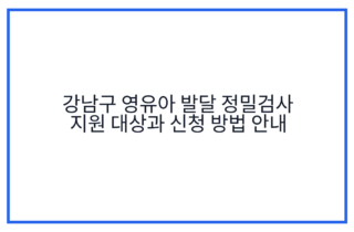 강남구 영유아 발달 정밀검사 지원 대상과 신청 방법 안내