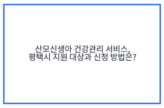 산모신생아 건강관리 서비스, 평택시 지원 대상과 신청 방법은?