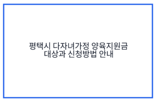 평택시 다자녀가정 양육지원금 대상과 신청방법 안내