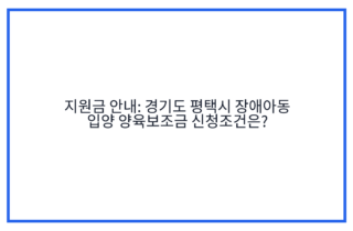 지원금 안내: 경기도 평택시 장애아동 입양 양육보조금 신청조건은?