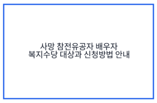 사망 참전유공자 배우자 복지수당 대상과 신청방법 안내