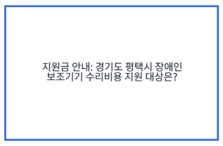 지원금 안내: 경기도 평택시 장애인 보조기기 수리비용 지원 대상은?