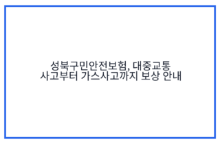 성북구민안전보험, 대중교통 사고부터 가스사고까지 보상 안내