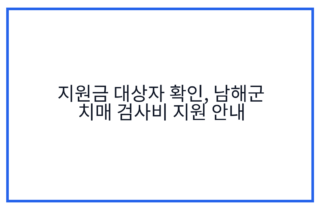 지원금 대상자 확인, 남해군 치매 검사비 지원 안내