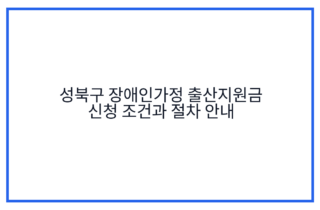 성북구 장애인가정 출산지원금 신청 조건과 절차 안내