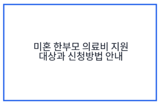 미혼 한부모 의료비 지원 대상과 신청방법 안내