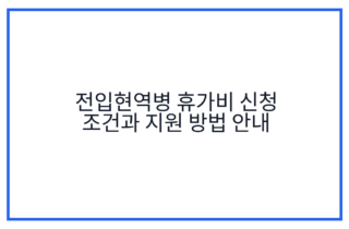 전입현역병 휴가비 신청 조건과 지원 방법 안내