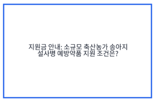 지원금 안내: 소규모 축산농가 송아지 설사병 예방약품 지원 조건은?