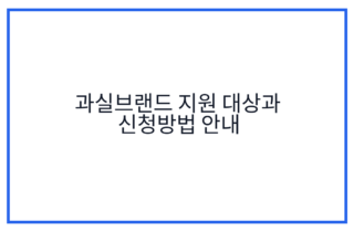 과실브랜드 지원 대상과 신청방법 안내