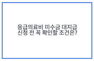 응급의료비 미수금 대지급 신청 전 꼭 확인할 조건은?