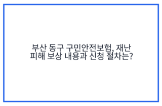 부산 동구 구민안전보험, 재난 피해 보상 내용과 신청 절차는?