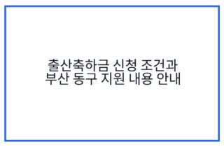 출산축하금 신청 조건과 부산 동구 지원 내용 안내