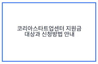 코리아스타트업센터 지원금 대상과 신청방법 안내