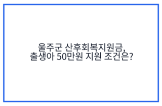 울주군 산후회복지원금, 출생아 50만원 지원 조건은?
