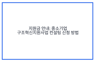 지원금 안내: 중소기업 구조혁신지원사업 컨설팅 신청 방법