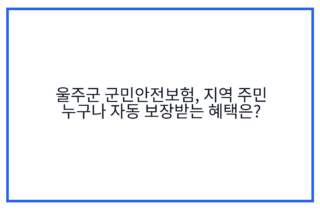 울주군 군민안전보험, 지역 주민 누구나 자동 보장받는 혜택은?
