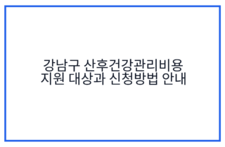 강남구 산후건강관리비용 지원 대상과 신청방법 안내