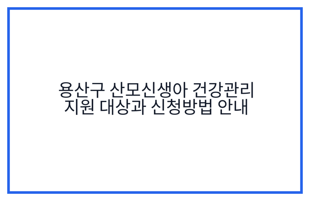 용산구 산모신생아 건강관리 지원 대상과 신청방법 안내