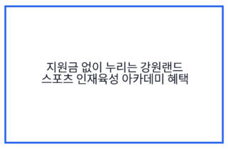 지원금 없이 누리는 강원랜드 스포츠 인재육성 아카데미 혜택