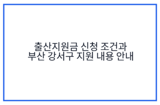 출산지원금 신청 조건과 부산 강서구 지원 내용 안내
